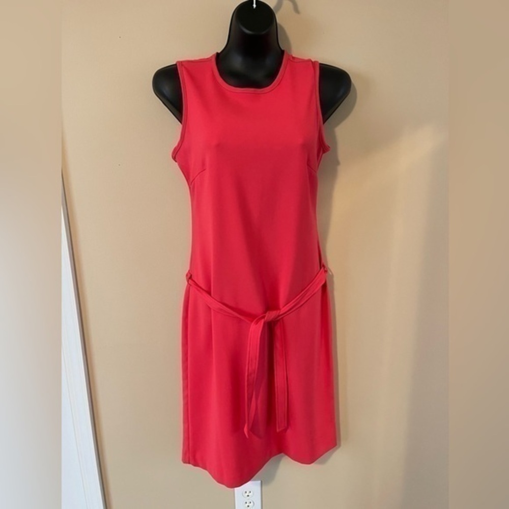 Dani Max Belted Bright Salmon Sheath Dress Size 6